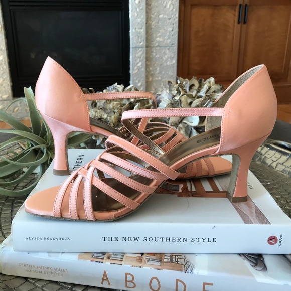 2.5" HEEL SALMON OPEN TOE STRAPPY BALLROOM SHOE - Picture 6 of 12